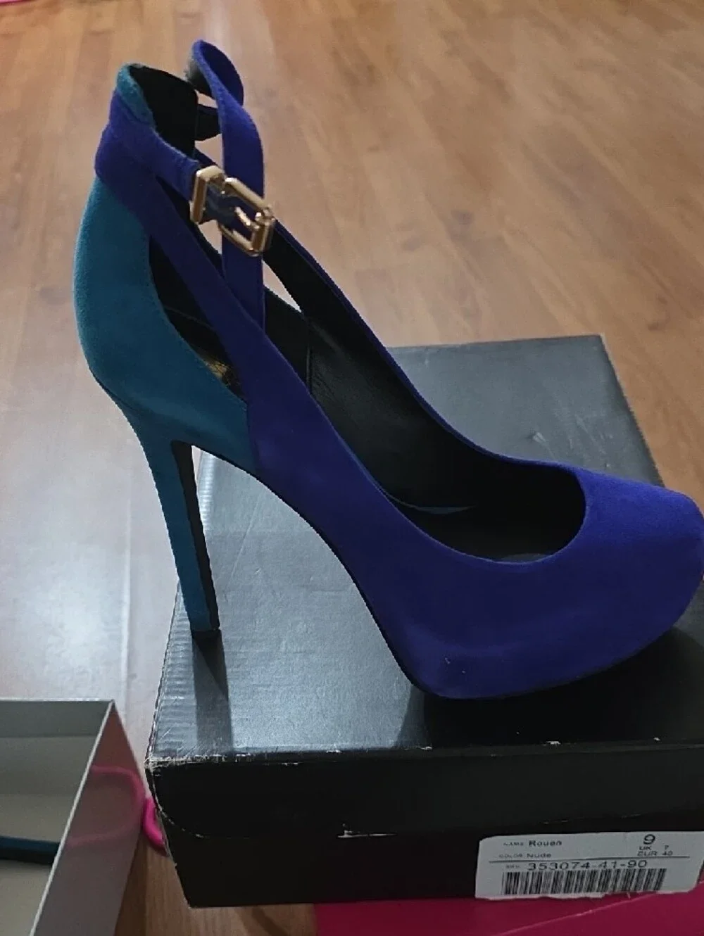 Jessica Simpson Cobalt and Teal Suede High Heel Pumps - Picture 2 of 6